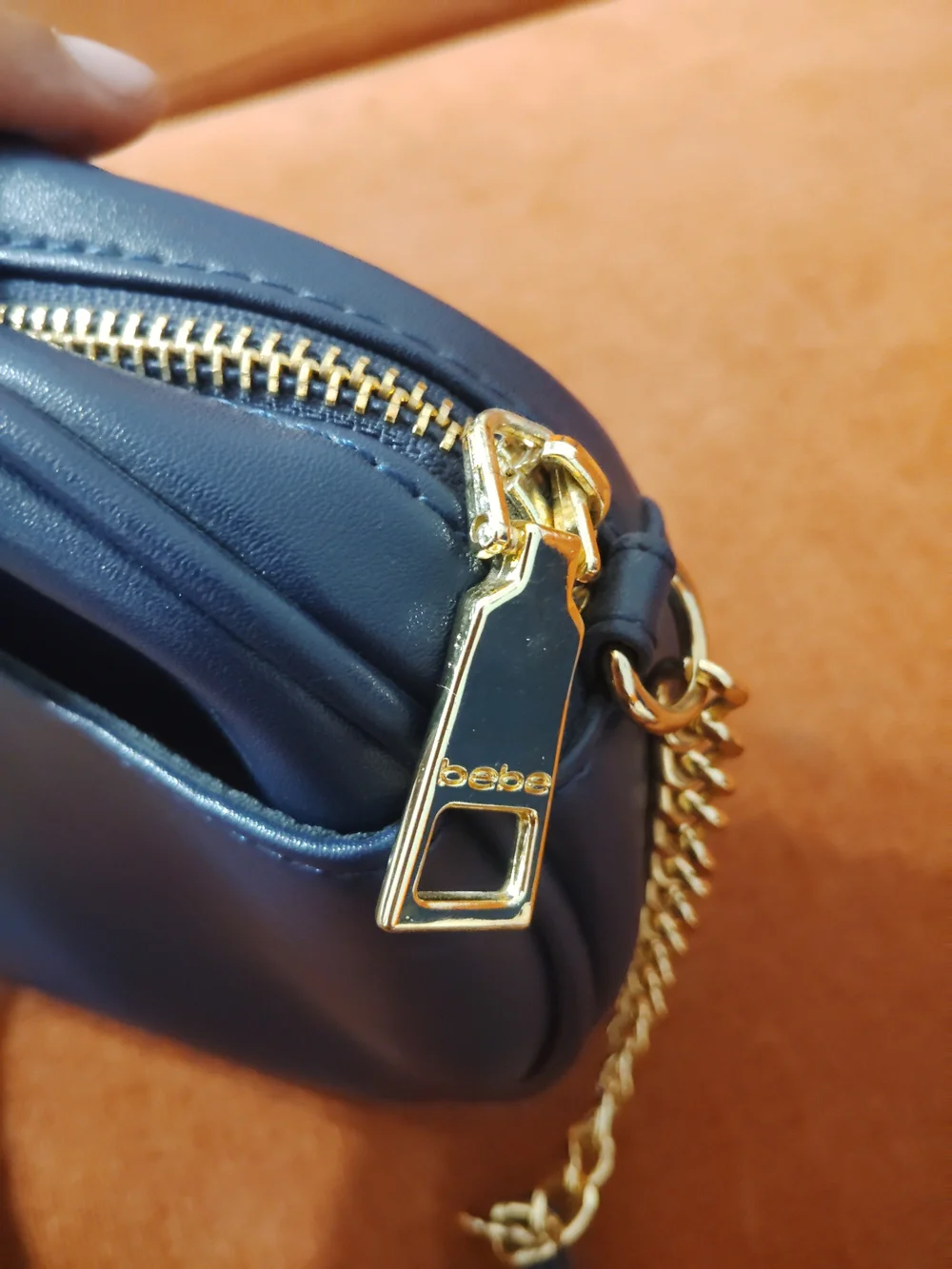 Bebe Sophia Quilted Canteen Navy Crossbody with Gold Hardware!